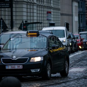 Cab in the streets of Brussels