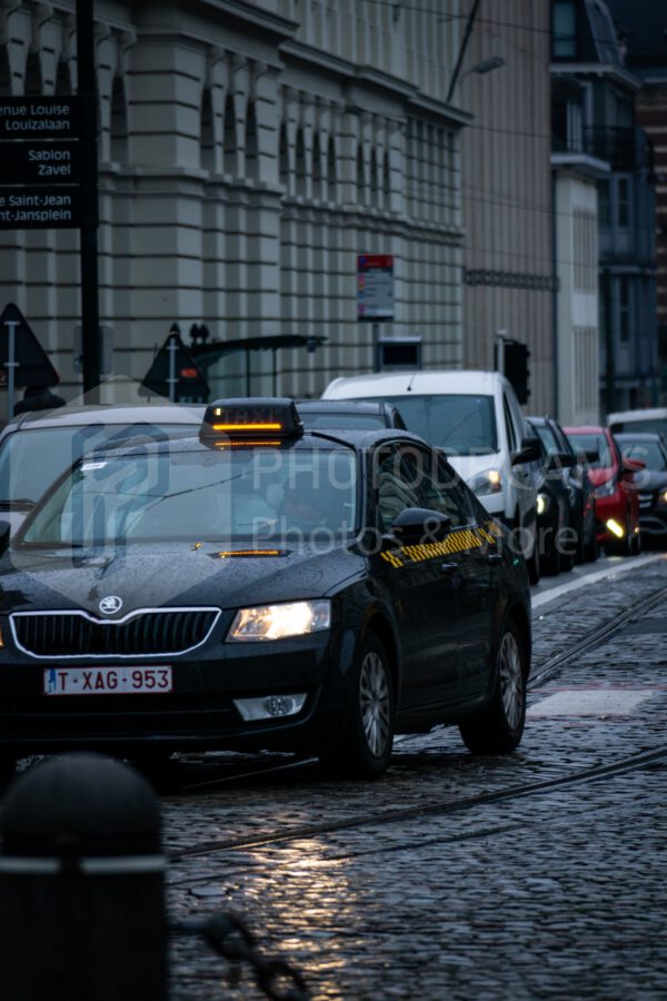 Cab in the streets of Brussels