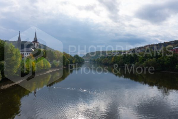 Church reflected in water in Bingen